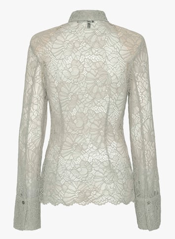 Classic-collar lace shirt ROTATE Grey